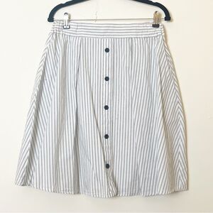 Philosophy Striped Faux Button-Down A-Line Skirt, Size Large